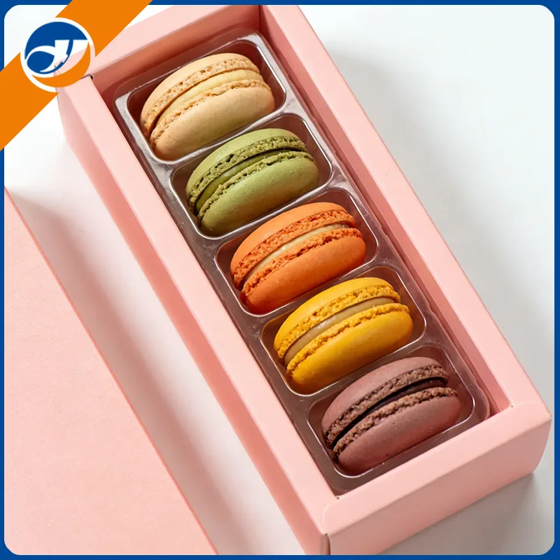 ກ່ອງບັນຈຸ Macaron ພິມດ້ວຍຕົວແບ່ງແລະປ່ອງຢ້ຽມ